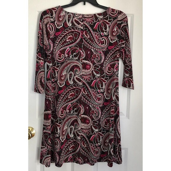 MSK Women's Swing Dress Size Medium Paisley Long Sleeve Crew Neck Pullover - Picture 6 of 9